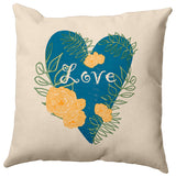 Love And Roses Decorative Throw Pillow, Teal, 26"x 26"