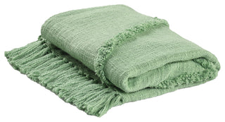 Bohemian Basics Decorative Diamond Tufted Cotton Throw Blanket, Light Green