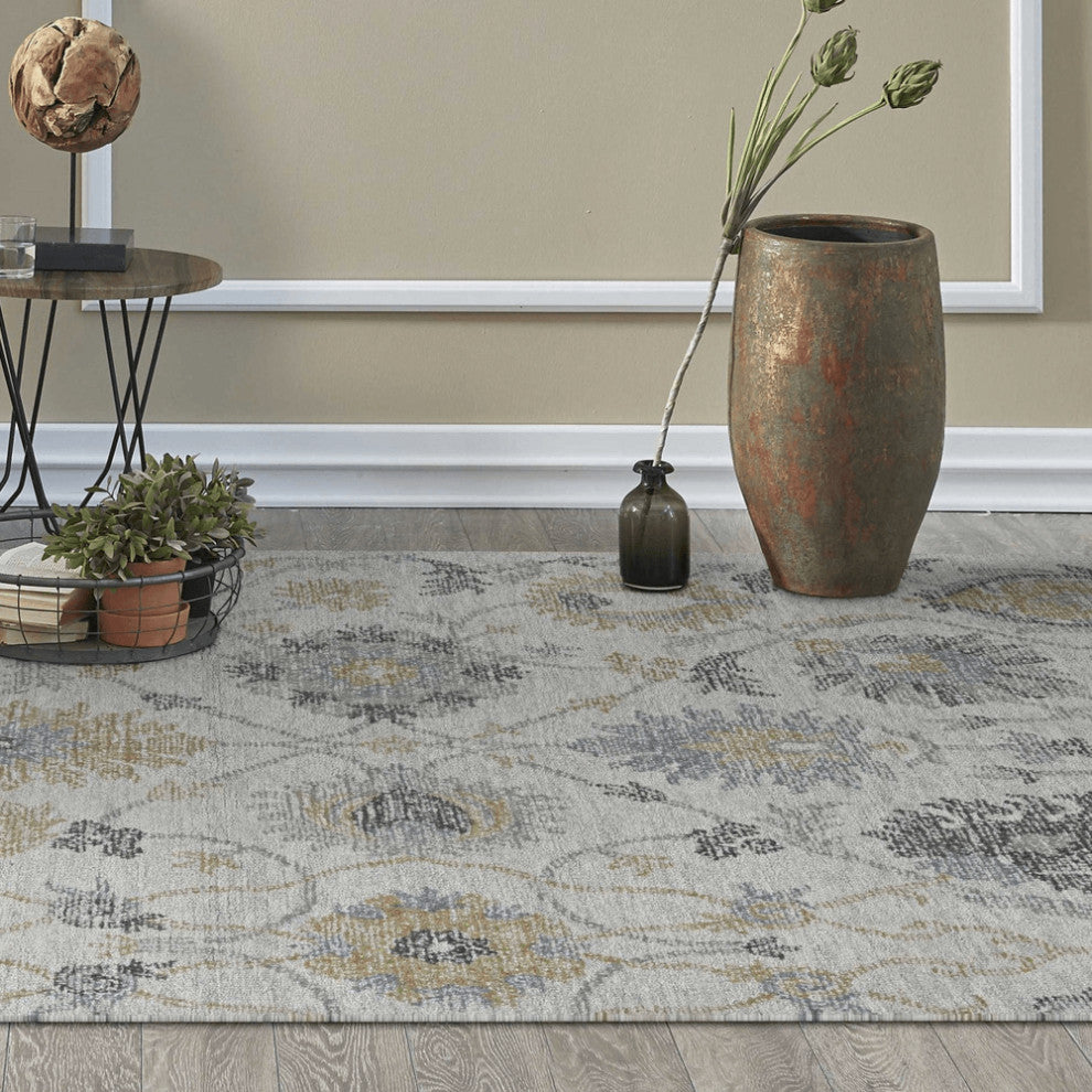 96 X 132 Ivory  Wool Rug