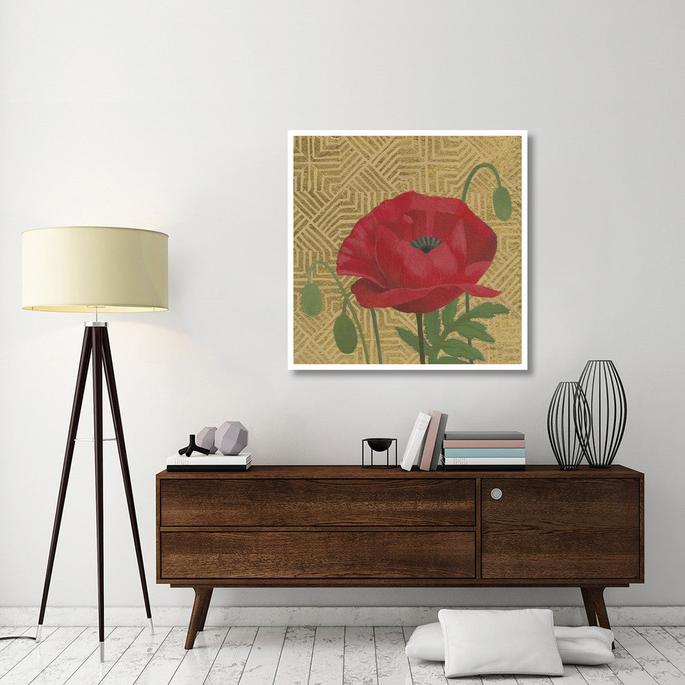 "Poppy with Pattern" Digital Paper Print by Kathrine Lovell, 42"x42"