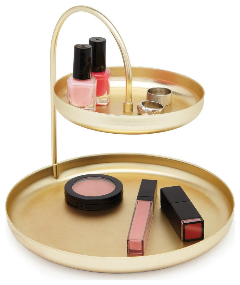 Poise 2-Tier Accessory Holder, Gold