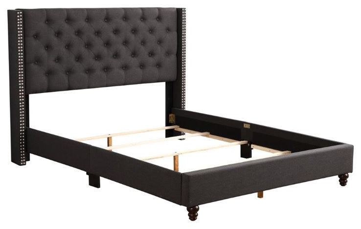 Brice Upholstered Twill Bed, Ash Black, King