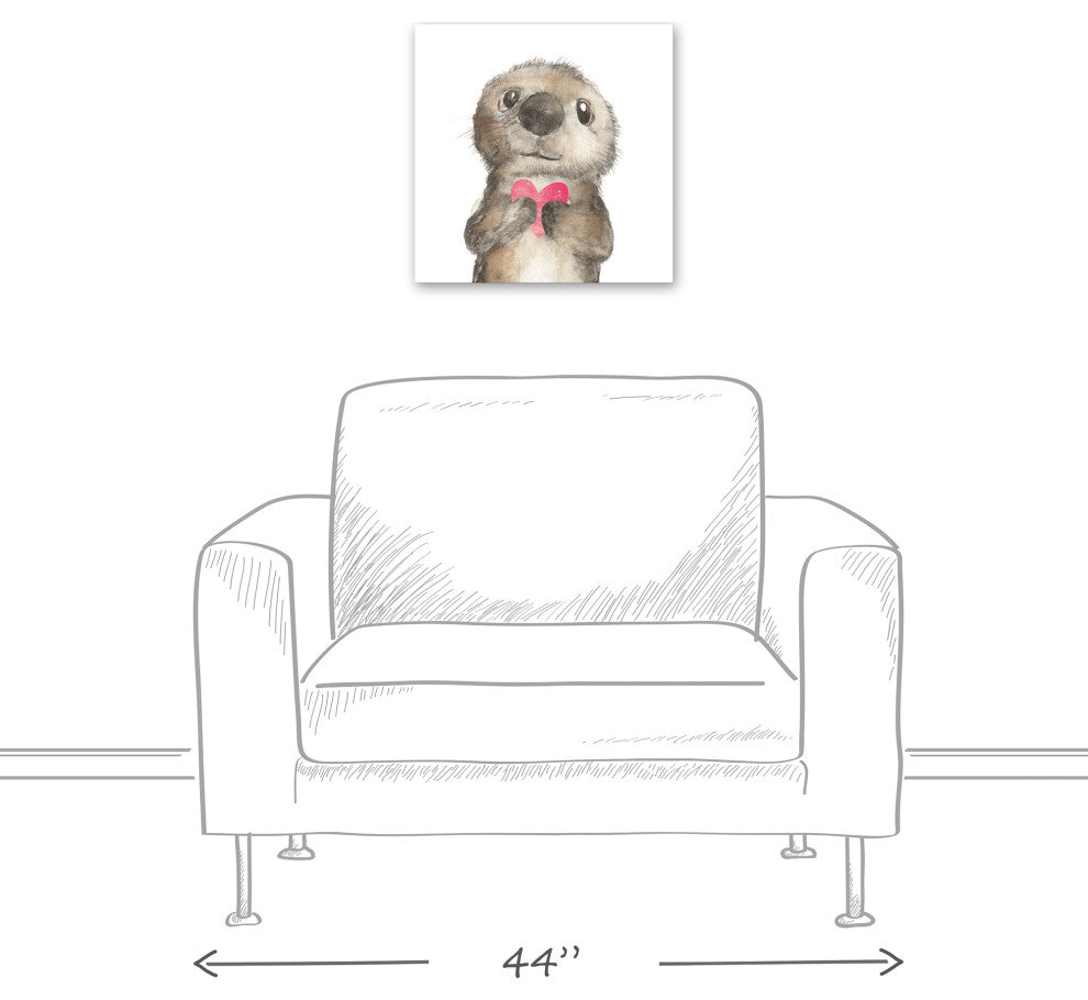 Otter With Heart 16x16 Canvas Wall Art
