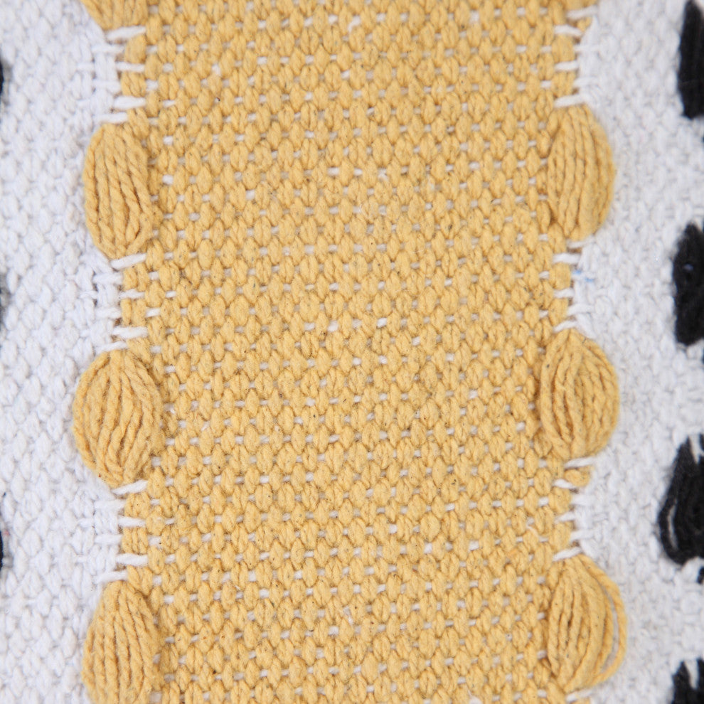 Ox Bay Handwoven Yellow/Black Stripe Organic Cotton Pillow Cover, 14"x36"