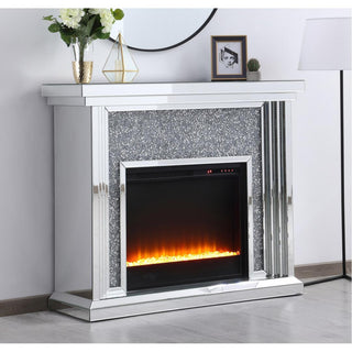 47.5" Crystal Mirrored Mantle With Crystal Insert Fireplace