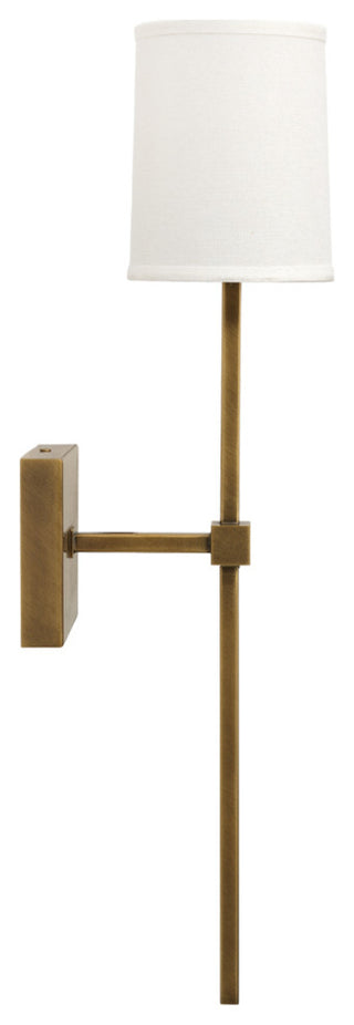 Minerva Wall Sconce, Antique Brass With White Linen Shade