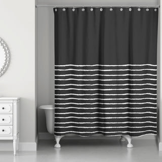 Sketch Stripes Shower Curtain, Black and White