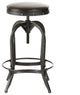GDF Studio Brixton Adjustable Swivel Iron Bar Stool, Brown Leather