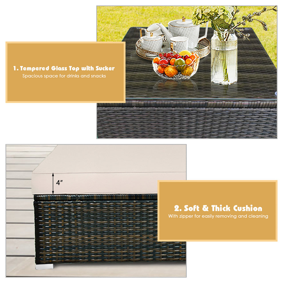 Costway 5PCS Outdoor Patio Rattan Furniture Set W/Beige Cushion