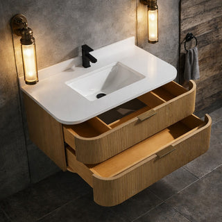 Ari Kitchen and Bath Chantal 36" Floating Bathroom Vanity Oak