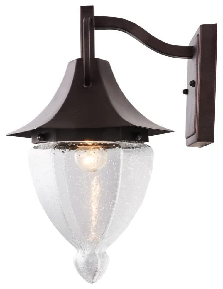 Vintage Hammered Glass Wall Light Sconces Retro Lantern With Oil Rubbed Bronze