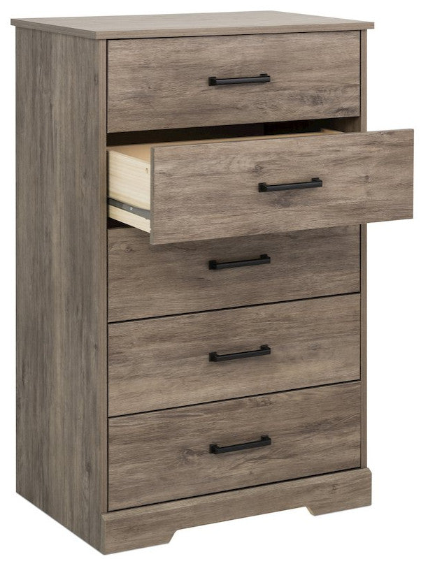 Rustic Ridge Brown 5 Drawer 18.5D x 27.5W x 43.5H Dresser