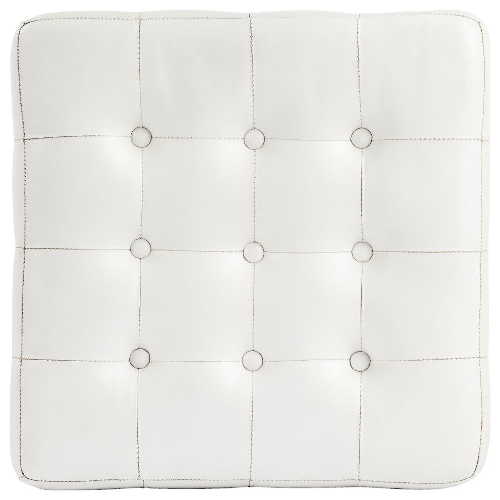 Butler Leon Leather Ottoman, White