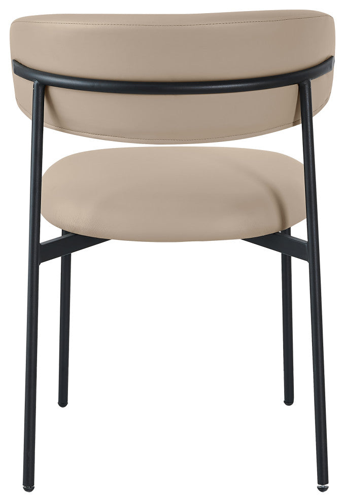 Lupita Vegan Leather Dining Chair, Set of 2, Taupe, Matte Black Finish