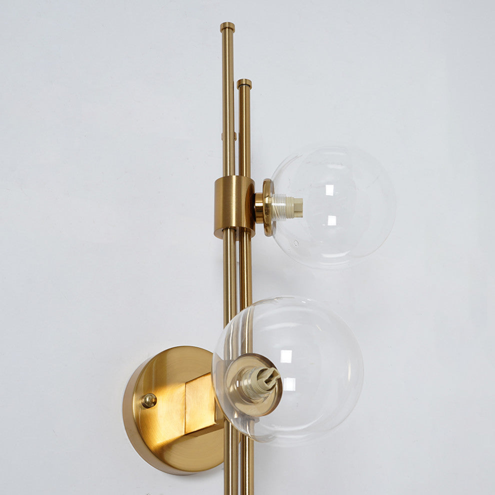Modern Gold 3-Light Decorative Clear Glass Indoor Globe Wall Sconce