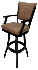Classic Counter Bar Stools, Pecan Brown Vinyl Black, 34"