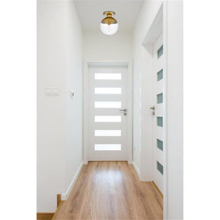 Living District Eclipse 1-Light Metal & Glass Flush Mount in Brass/Clear