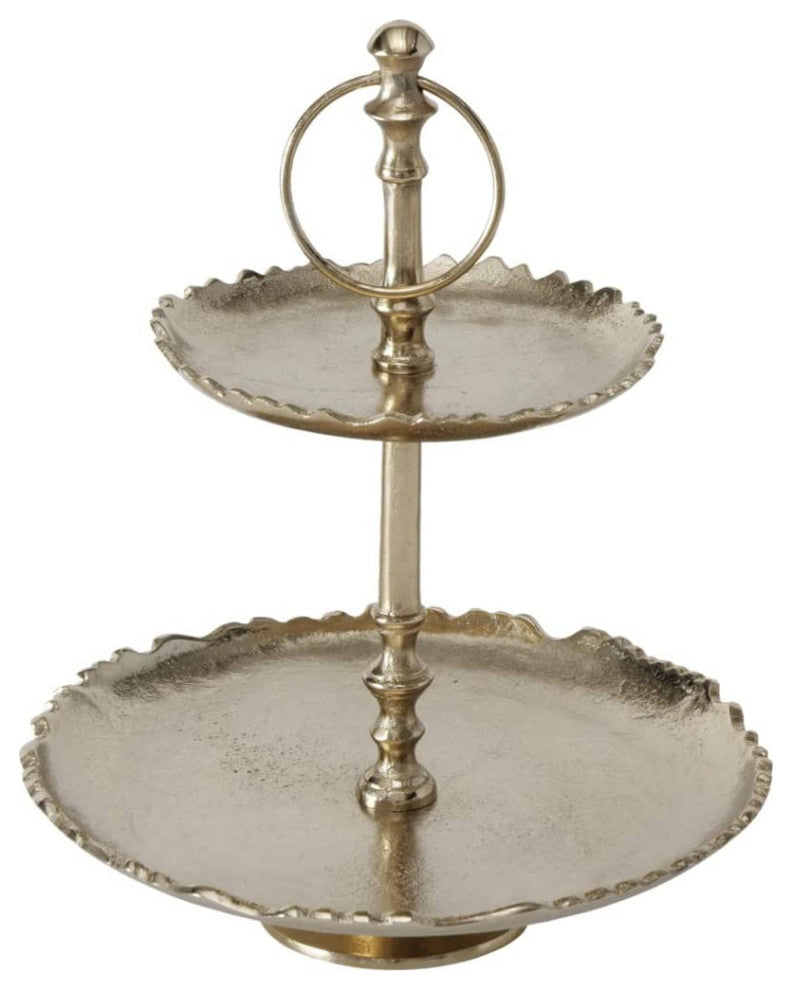 Grand Hotel 2 Tier Tray Round Stand, 11.75 Inches Tall