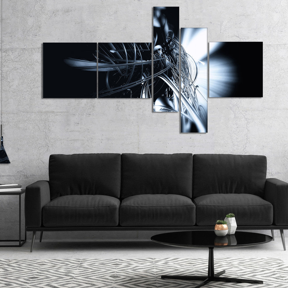 3D Abstract Art White Floral, Abstract Canvas art print, 60"x32", 5 panels