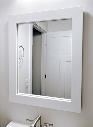 Pendleton Framed Wall Mirror, Rustic White, 20" X 36"