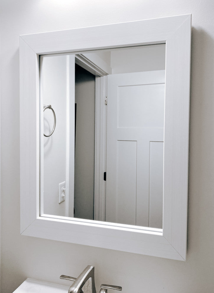 Pendleton Framed Wall Mirror, Rustic White, 20" X 36"