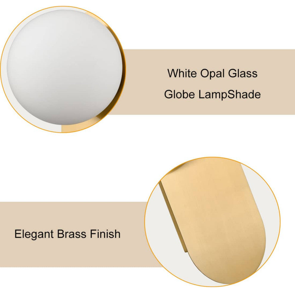 Modern Globe Wall Light Sconce with Opal Glass Shade, 1-Light, Type A