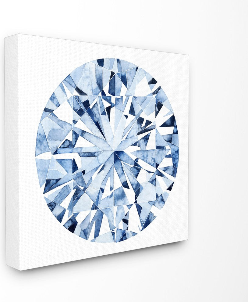 Round White Diamond Watercolor Pattern Canvas Wall Art, 24"x24"