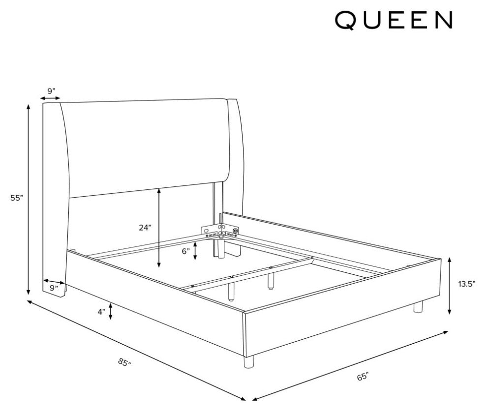 Queen Bed, Milano Snow