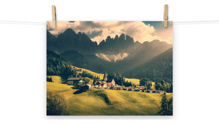 Sun Rays and Santa Maddalena Landscape Photo Loose Wall Art Prints, 12" X 16"