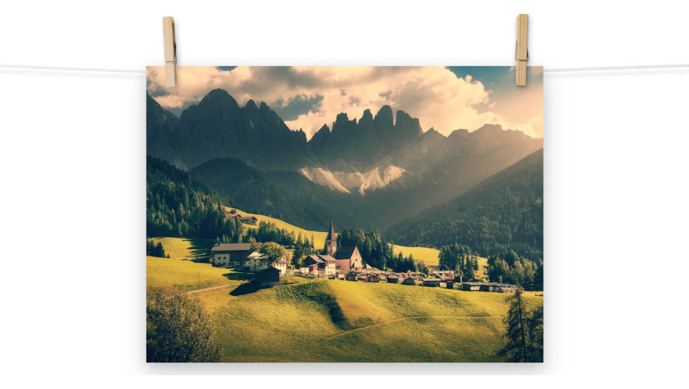 Sun Rays and Santa Maddalena Landscape Photo Loose Wall Art Prints, 12" X 16"