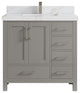 Malibu 36 Center Sink Bath Vanity in Elephant Skin Gray 2" Calacatta Sienna