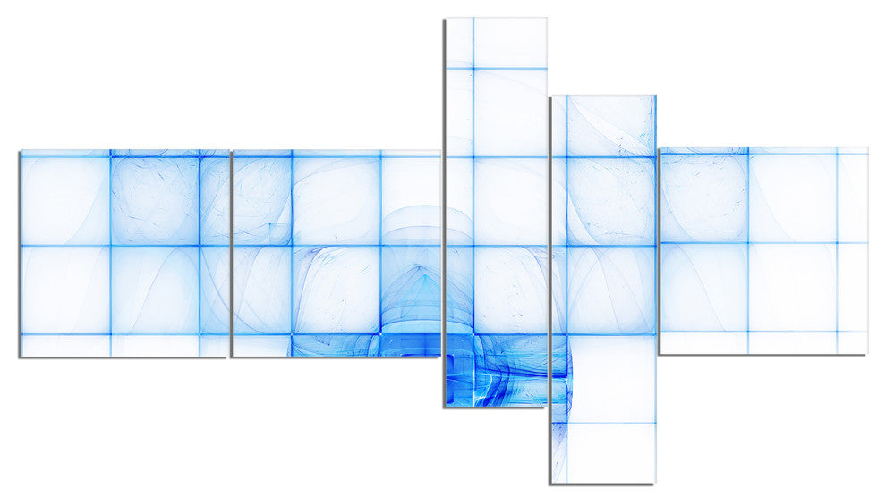 Bat Outline on Radar Screen, Abstract Canvas Art Print, 60"x32", 5 panels