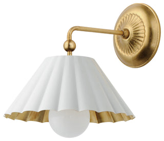 Maxim 18051 Primrose 11" Tall Wall Sconce - Matte White / Gold Leaf