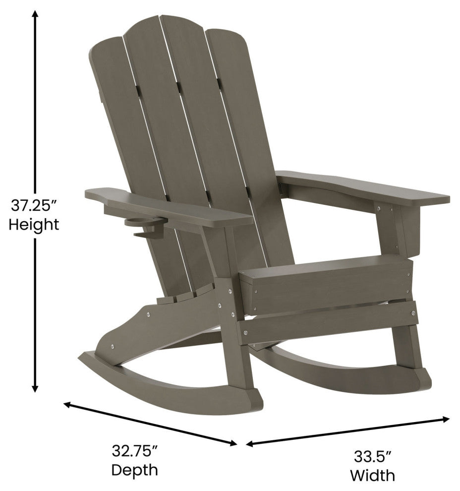 Newport HDPE Adirondack Chair with Cup Holder and Pull Out Ottoman, Brown