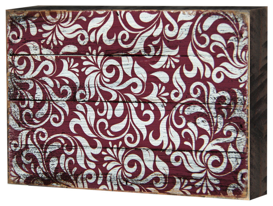 Decorative Pattern Wooden Block, 7"x5.5"