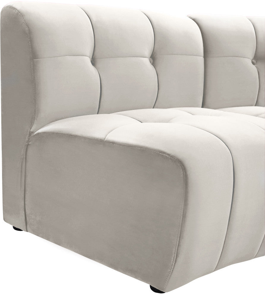 Limitless Velvet Upholstered 7-Piece Modular Sectional, Cream