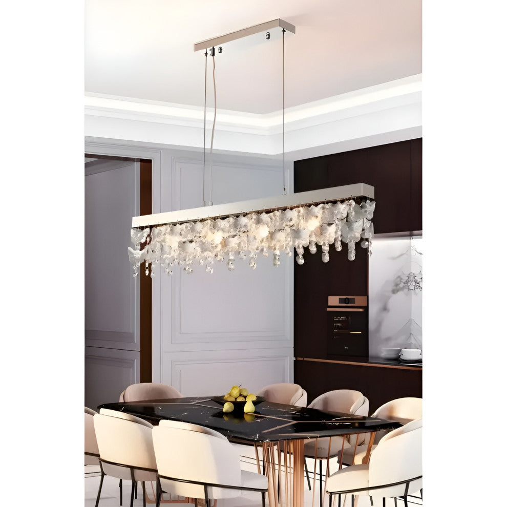 Incisa Scapaccino | Chrome Rectangular Crystal LED Chandelier, Cool Light