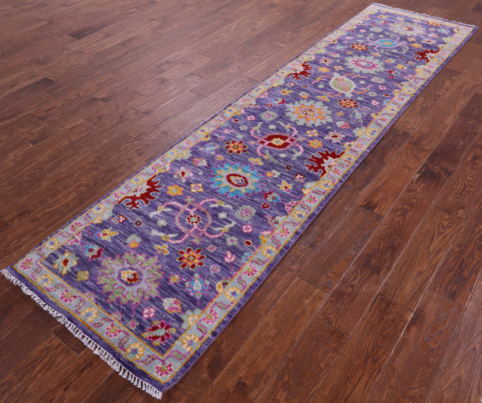 2' 6" X 10' 4" Runner Turkish Oushak Handmade Wool Rug - Q15496