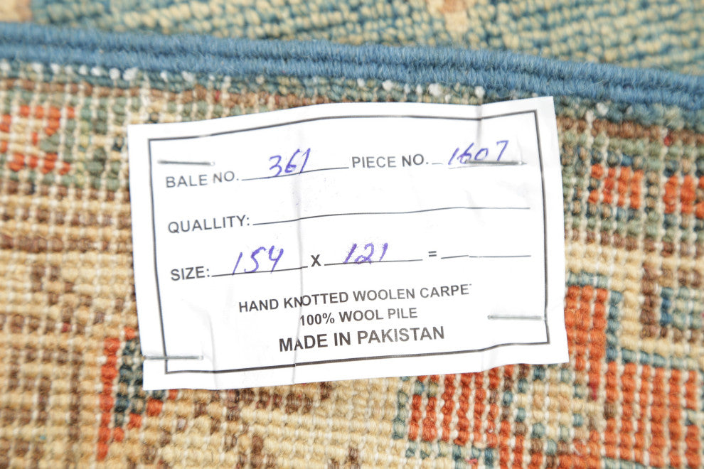 Faded Oriental Traditional Hand Made Pakistani Area Rug, Blue, 5'1"x3'4"