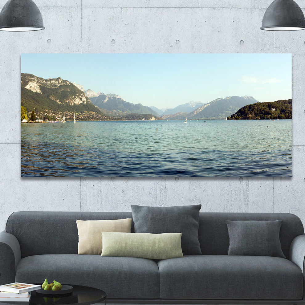 Annecy Lake France Panorama, Landscape Canvas Art Print, 60"x28"