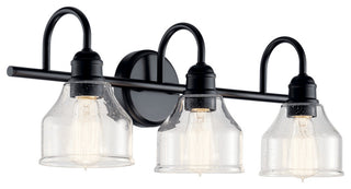 Avery 24" 3 Light Vanity Light With Clear Seeded Glass, Black