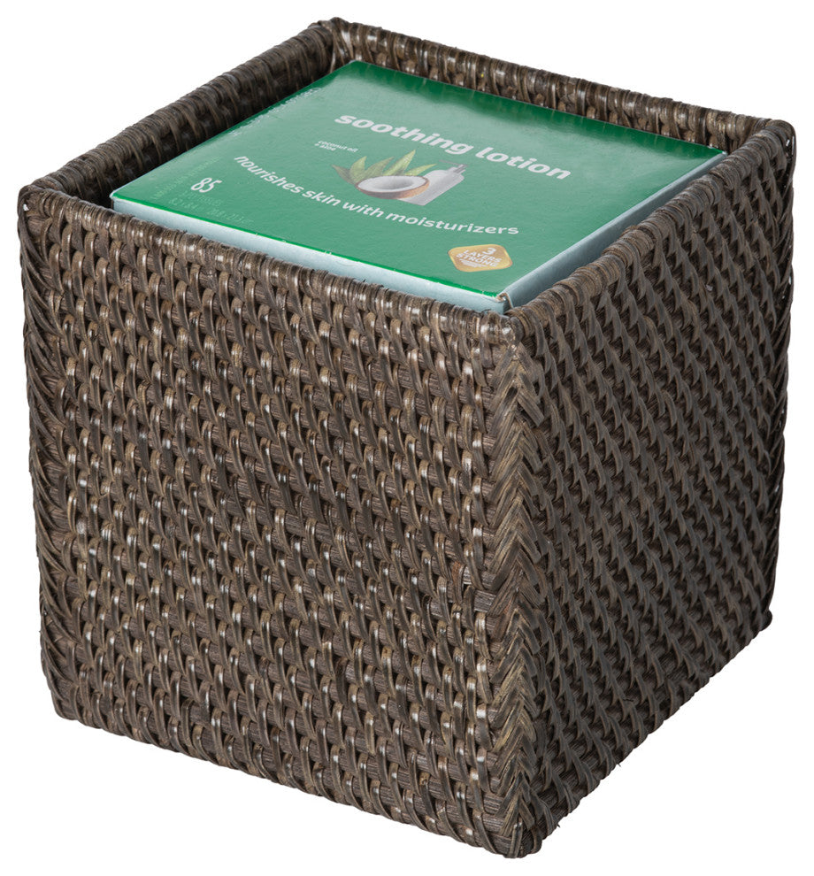 Loma Square Rattan Tissue Box Cover, Espresso