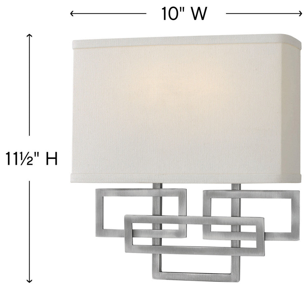 Hinkley Lanza Two Light Sconce, Antique Nickel