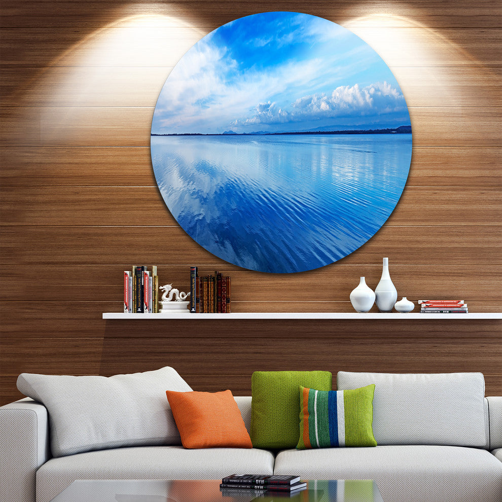 Sunset Blue Panoramic Landscape, Landscape Disc Metal Wall Art, 23"