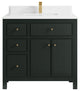 Sonoma 36 Center Sink Reeded Bath Vanity in Dark Forest Green 1.5" White Quartz