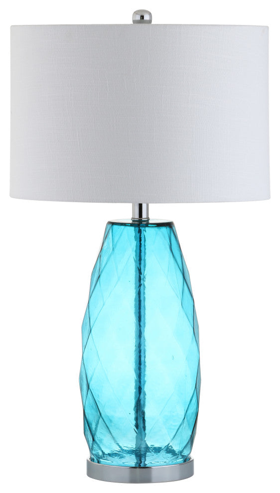 Juliette Glass, Metal LED Table Lamp, 26.5", Moroccan Blue