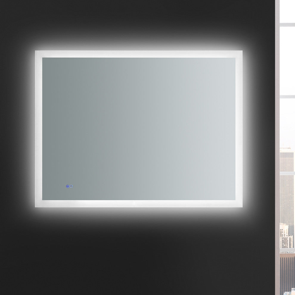 Angelo Bathroom Mirror With Halo Style LED Lighting and Defogger, 48"x36"