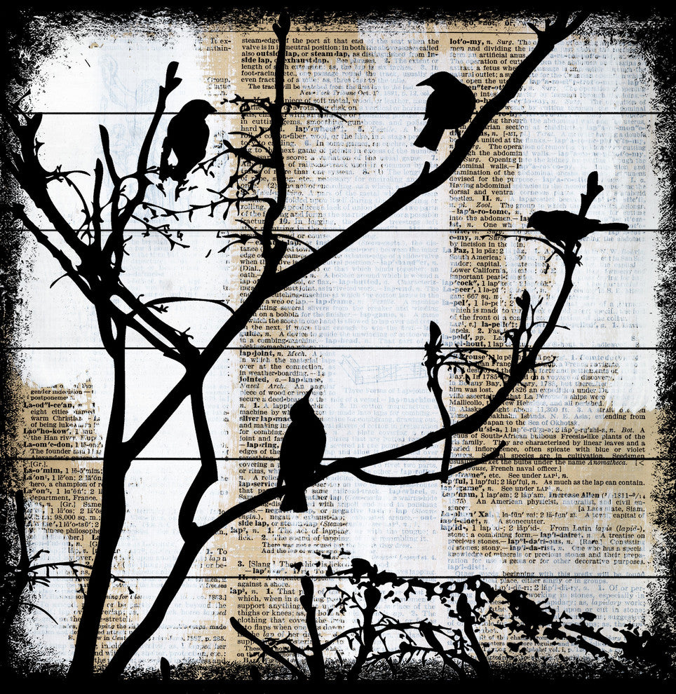Marmont Hill, "Bird Committee" by Vicki Butler Painting Print, White Wood