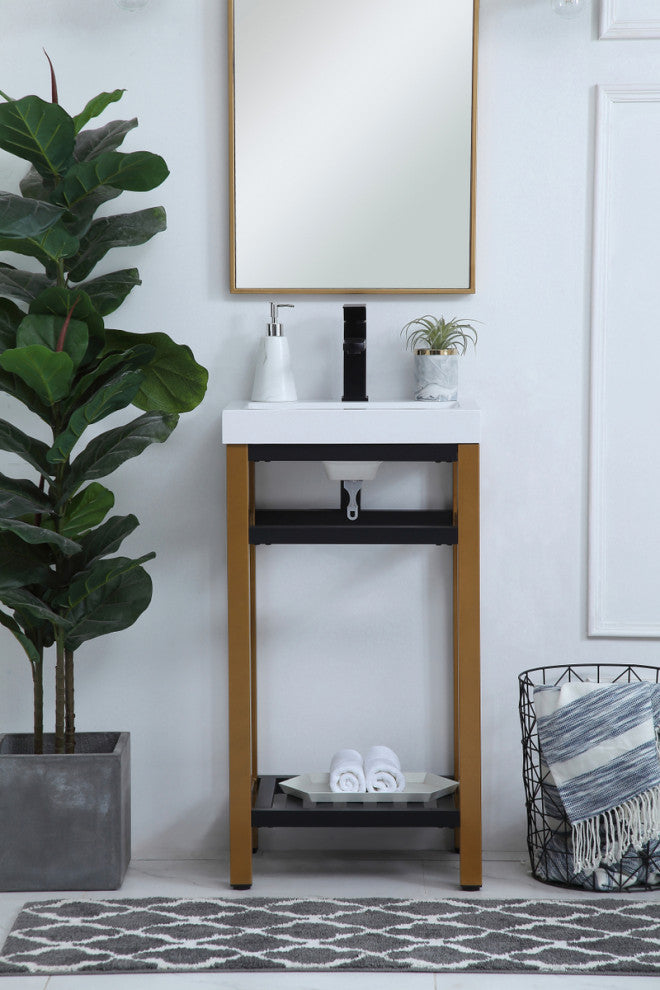 Home Living Single Bathroom Metal Vanity, Golden Black, 18"