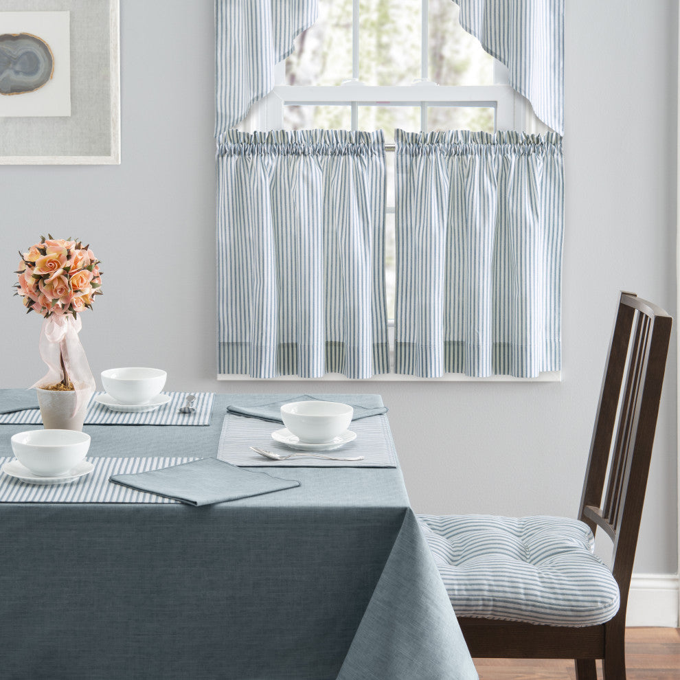 Plaza Stripe Tailored Tiers, Blue, 56"x24"